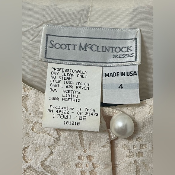 Scott McClintock Vintage Formal Cream Paisley Print Skirt Suit Size 4 - Picture 7 of 13